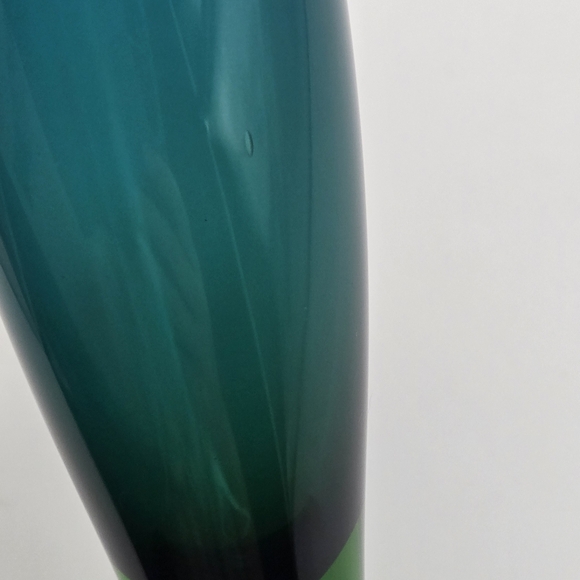 Vintage Blue Green Ombre Skinny Glass Vase - Picture 8 of 10